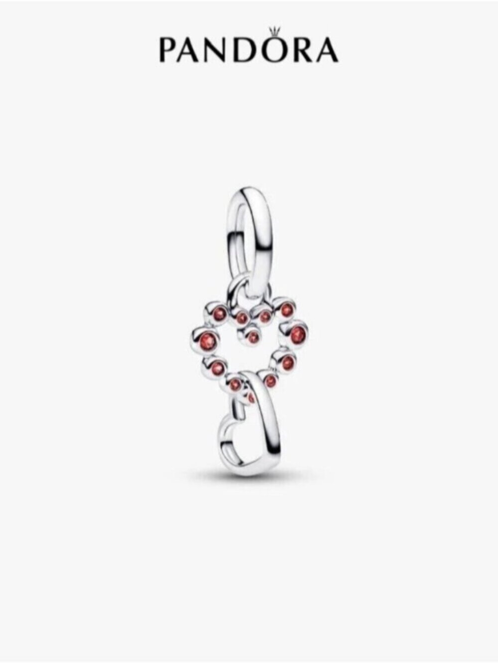 Pandora Connected Hearts & Red Stones Dangle Charm